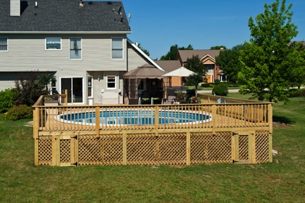 Pool Deck with Lattice Skirting McHenry County