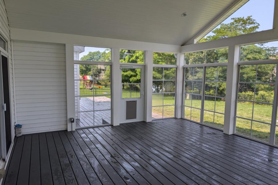 Screen Room with Doggy Door and Sunspace Panels Lake Villa