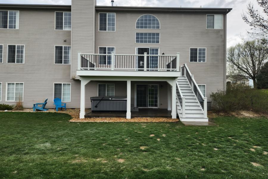 Trex® Deck Lineage Rainier with White Azek Post Wraps and White Transcend Rails in McHenry