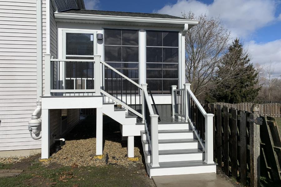 Trex® Decking with Transcend Railings and White Azek Port Barrington