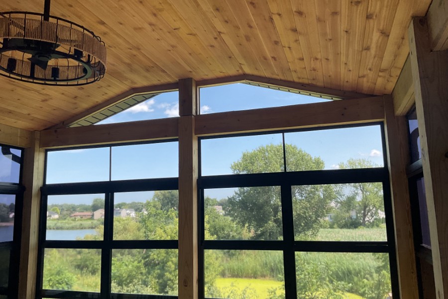 Screen Room with Black Sunspace and Wood Ceiling in Volo
