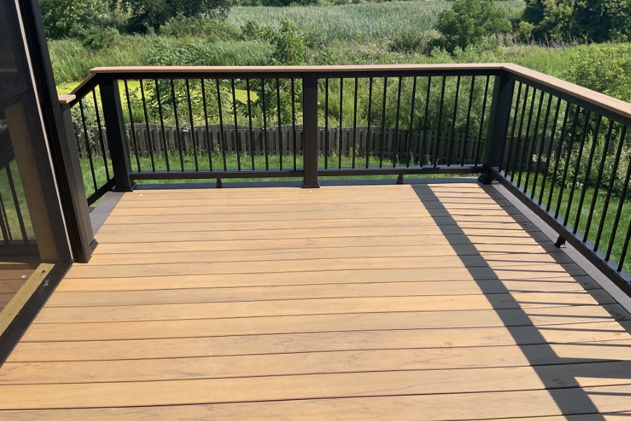Timbertech® Legacy Tigerwood Decking with Trex® Transcend Black Railngs and Tigerwood Top Rail in Volo